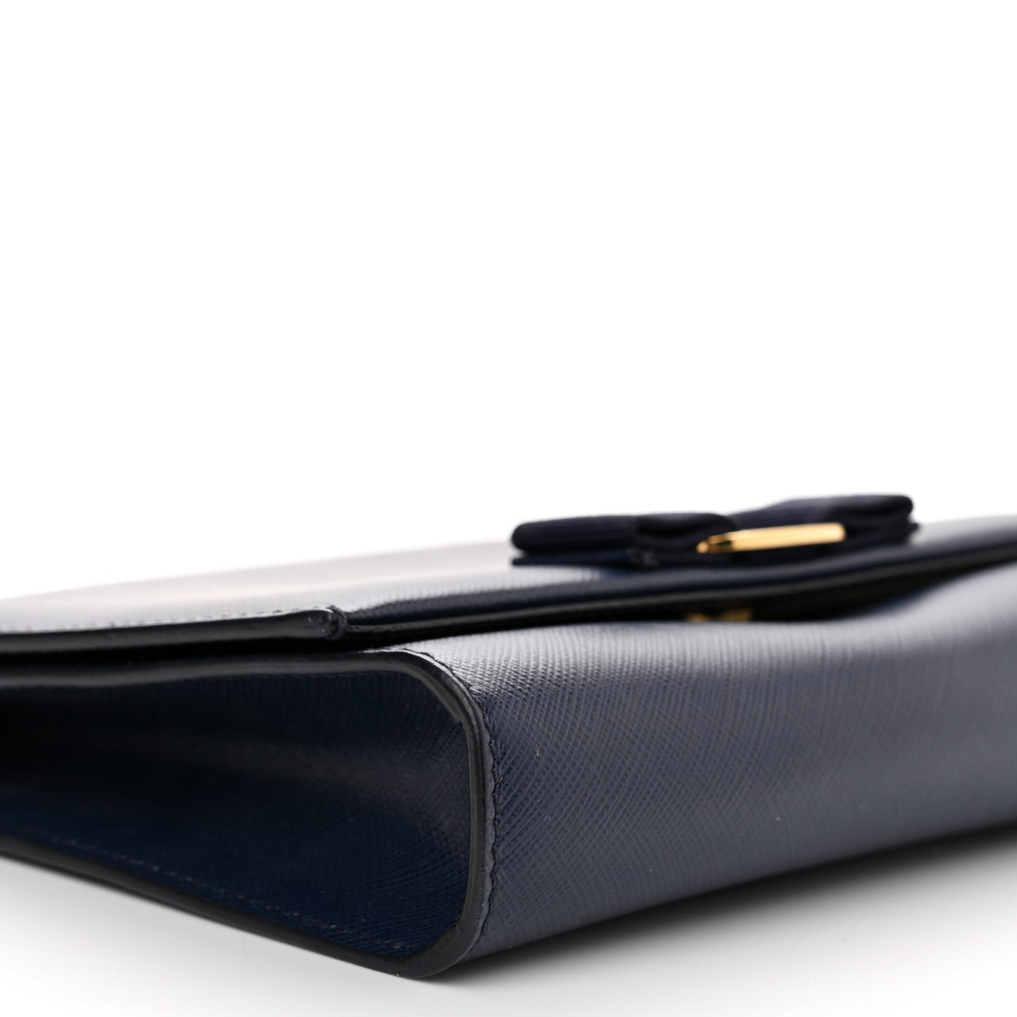 Printed Calfskin Vara Bow Chain Flap Crossbody Navy