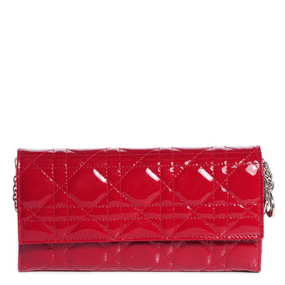 Christian Dior Patent Cannage Rendez-vous Chain Wallet Red 1 of 8