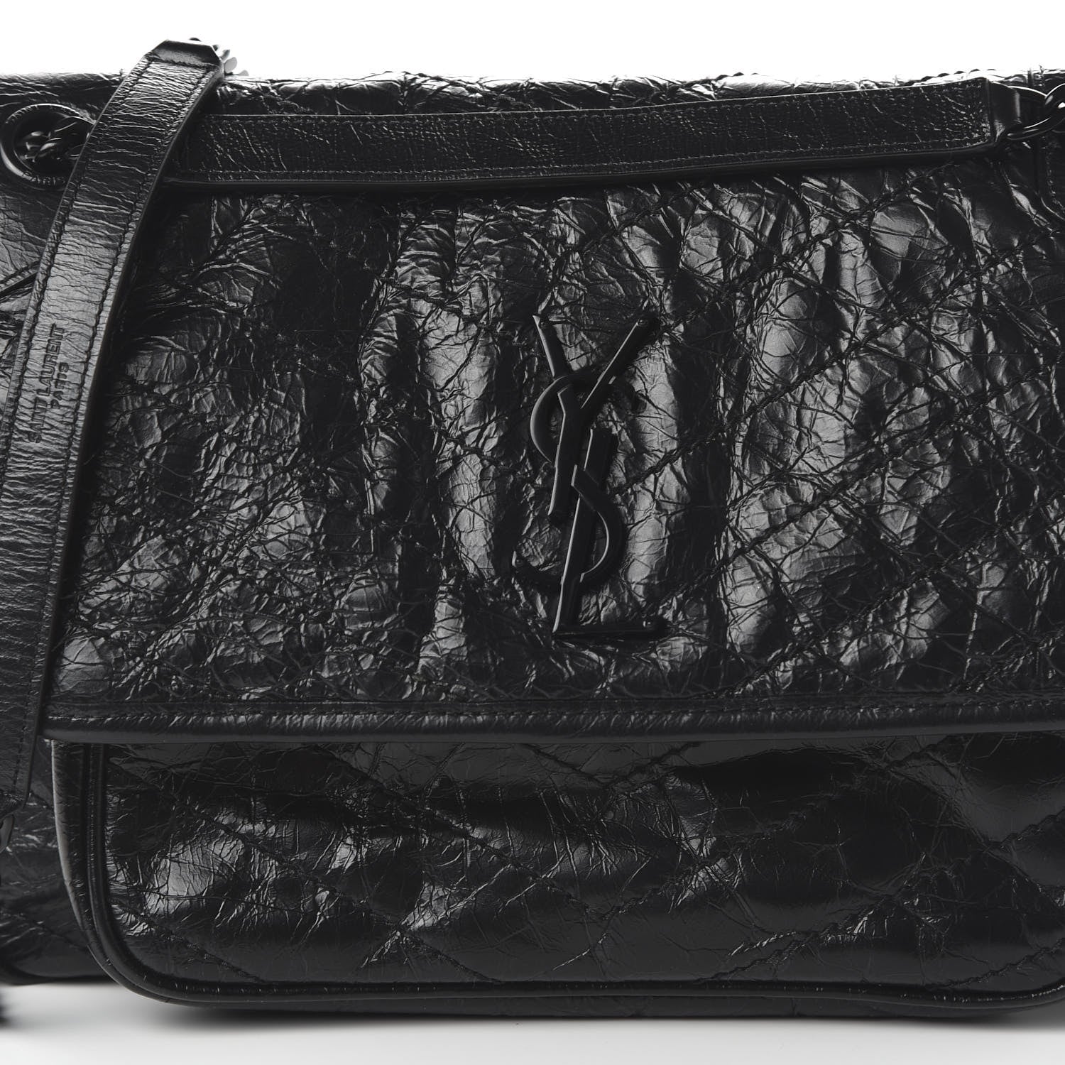 Saint Laurent Crinkled Calfskin Matelasse Monogram Medium Niki Chain Satchel Black 9 of 9