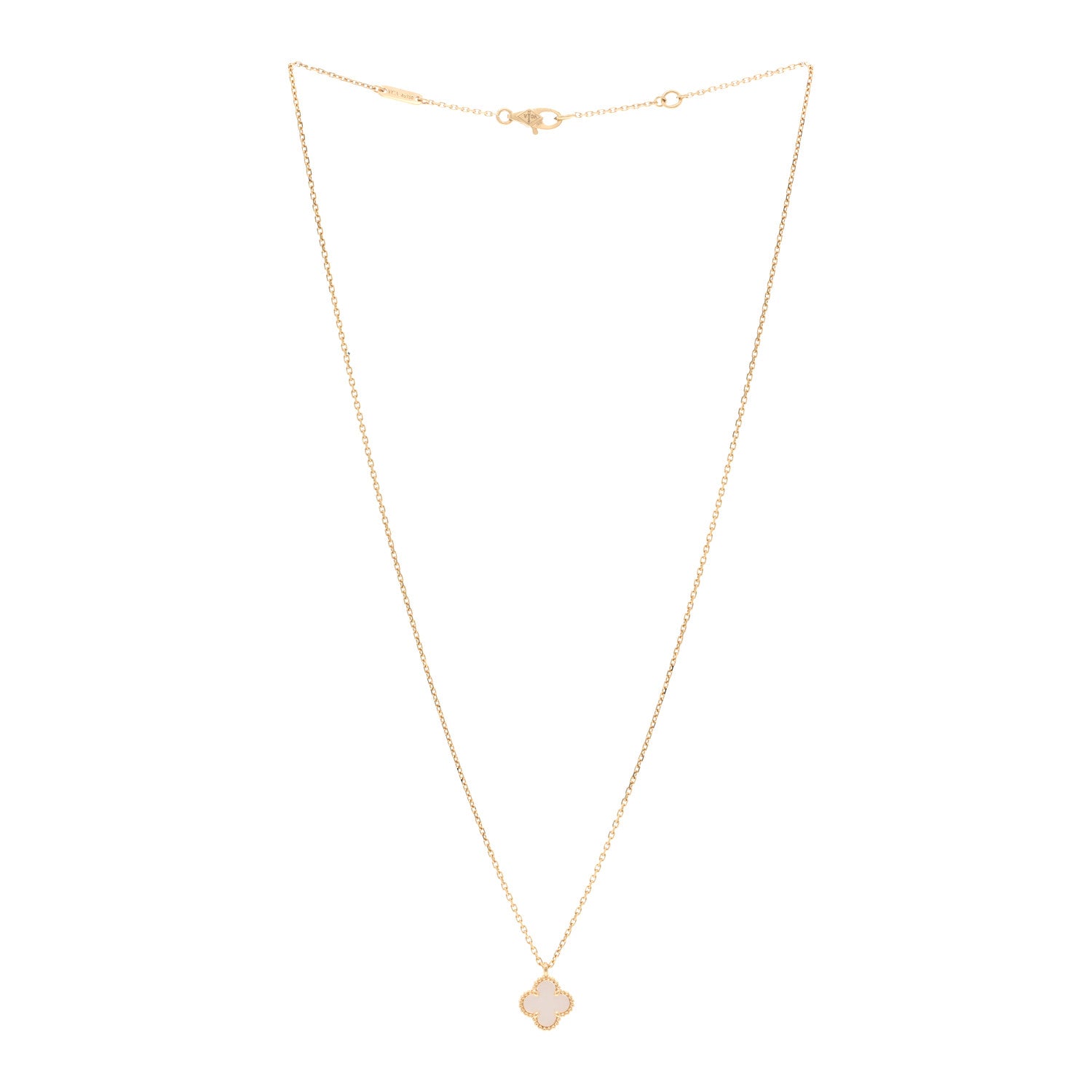Van Cleef & Arpels 18K Yellow Gold Mother of Pearl Sweet Alhambra Pendant Necklace 3 of 6