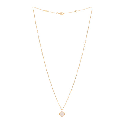 Van Cleef & Arpels 18K Yellow Gold Mother of Pearl Sweet Alhambra Pendant Necklace 3 of 6