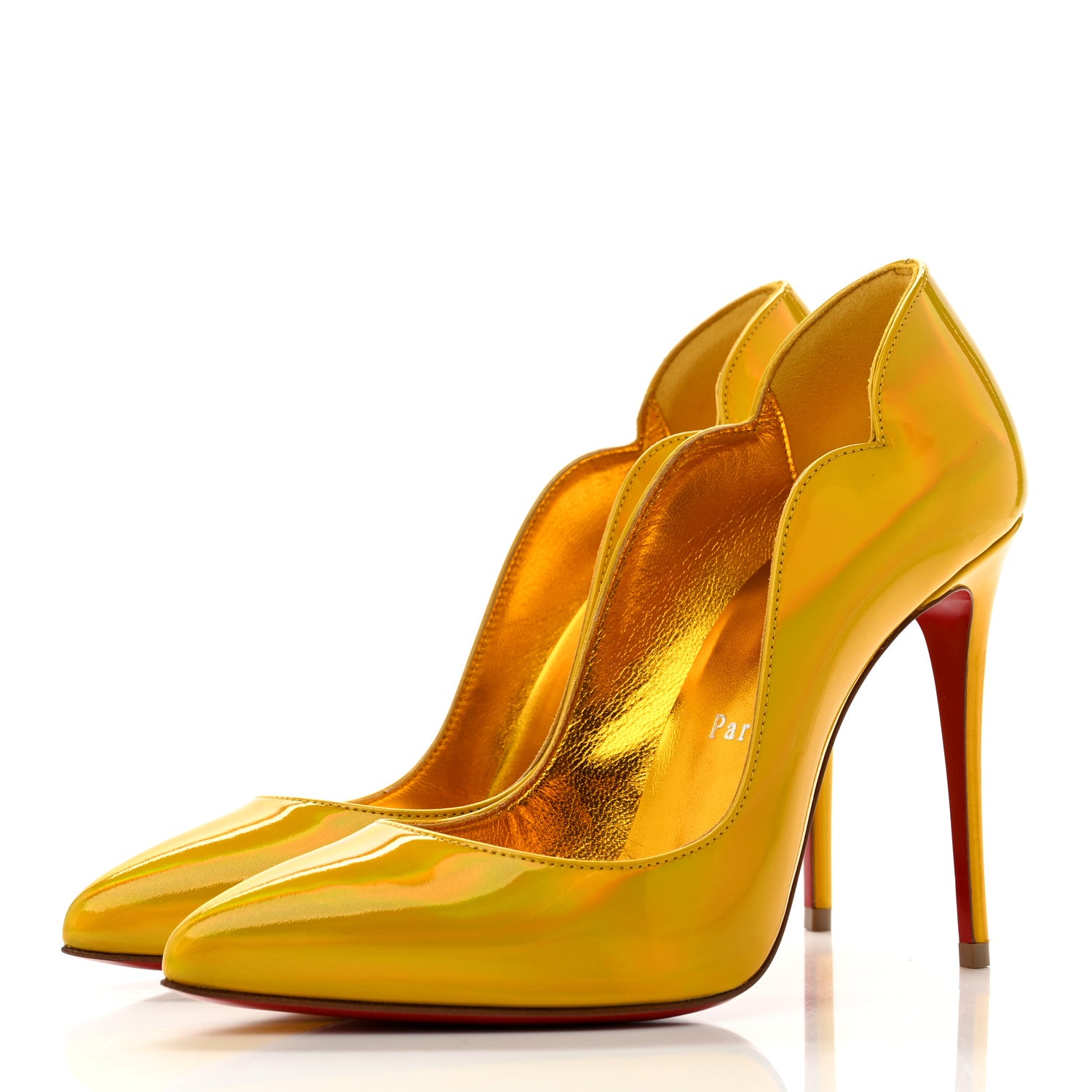 Christian Louboutin Metallic Patent Psychic Hot Chick 100 Pumps 36 Yellow 3 of 8