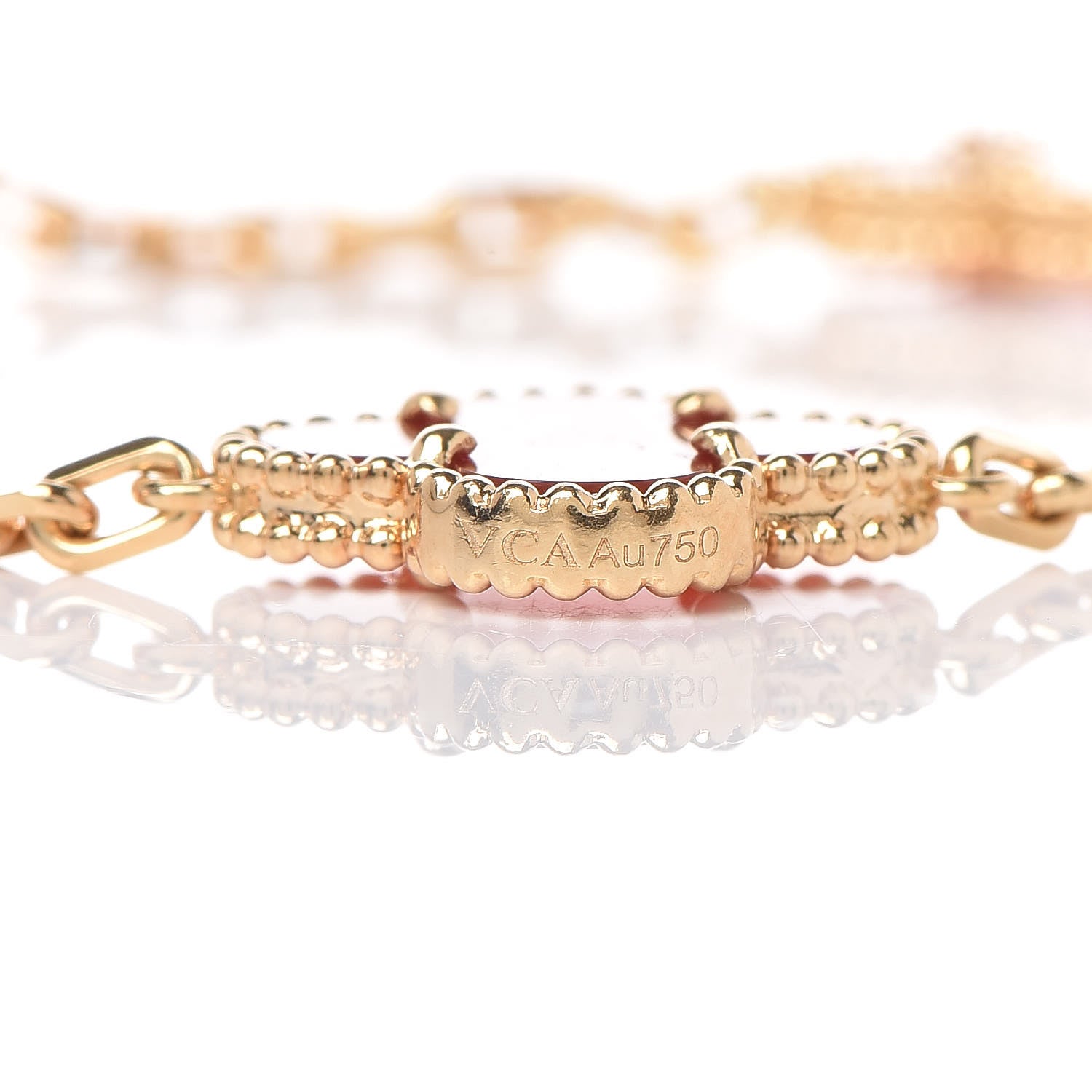 Van Cleef & Arpels 18K Yellow Gold Carnelian 5 Motifs Vintage Alhambra Bracelet 7 of 8