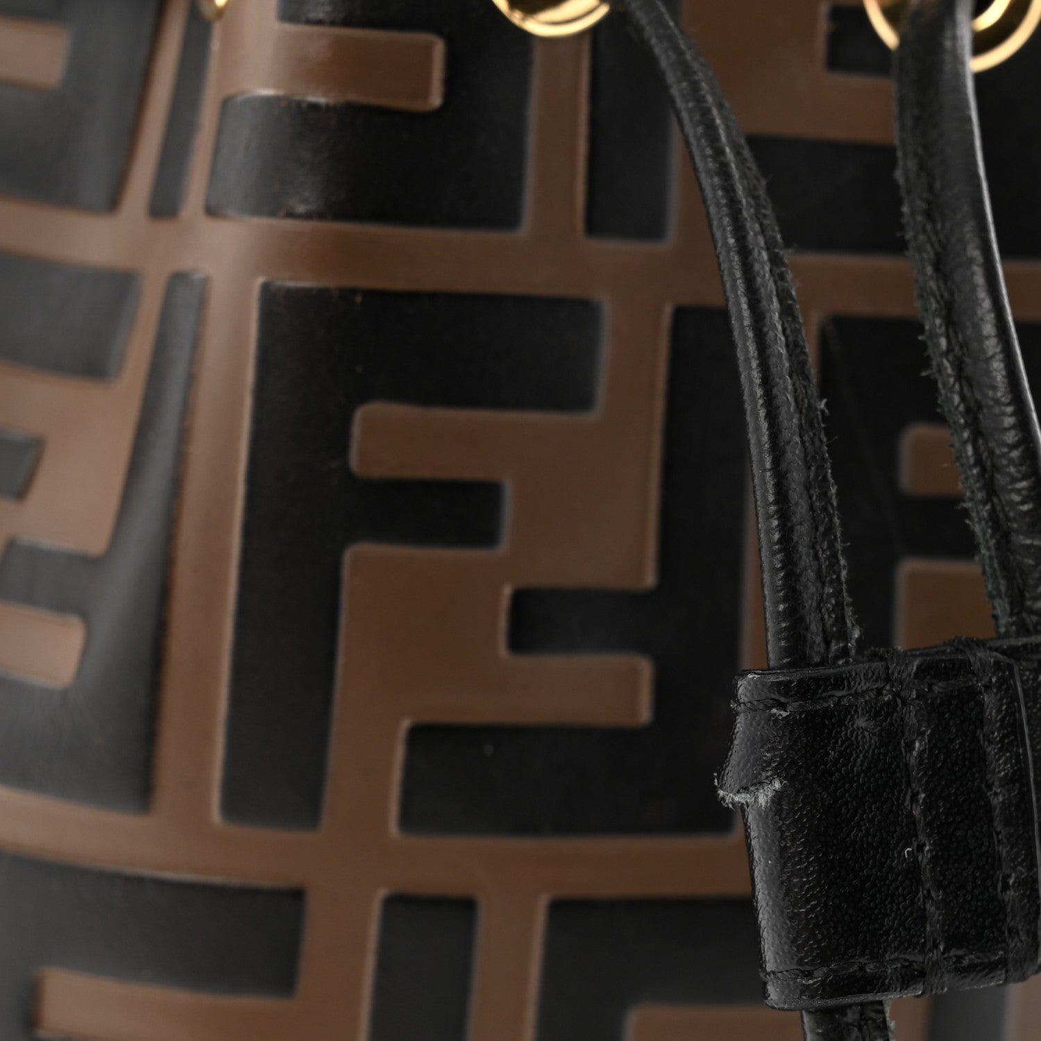 Fendi Vitello Liberty F is Fendi Bi-Color FF 1974 Embossed Mini Mon Tresor Bucket Bag Maya Black 11 of 11