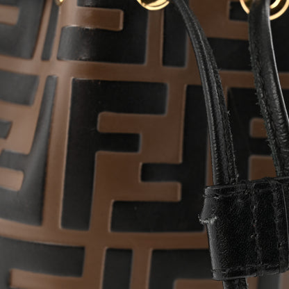 Fendi Vitello Liberty F is Fendi Bi-Color FF 1974 Embossed Mini Mon Tresor Bucket Bag Maya Black 11 of 11