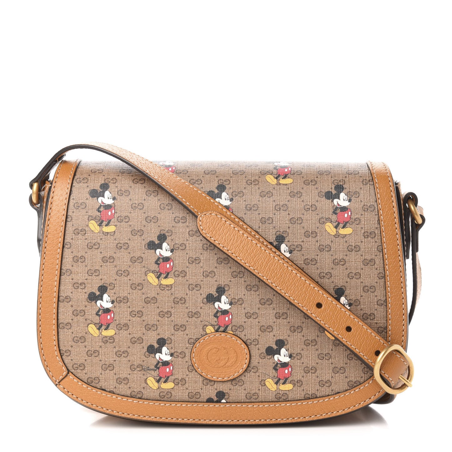 X DISNEY Mini Vintage GG Supreme Monogram Mickey Mouse Small Flap Messenger Bag Beige Vintage Sun Oil