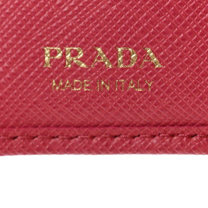 Prada Saffiano Metal Tri-Fold Compact Wallet Peonia 7 of 9