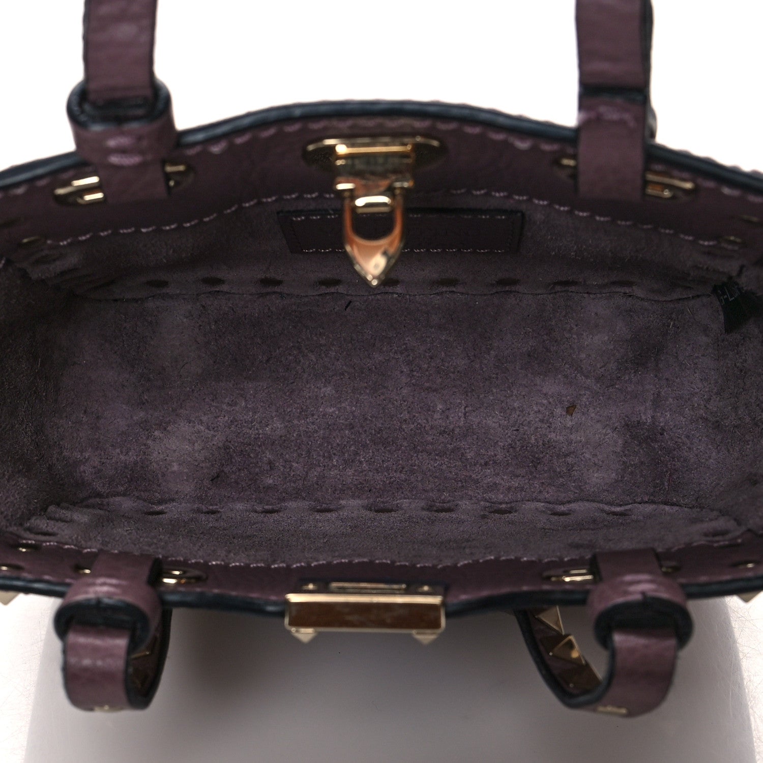 Valentino Garavani Grained Calfskin Micro Rockstud Tote Dark Mauve 5 of 10