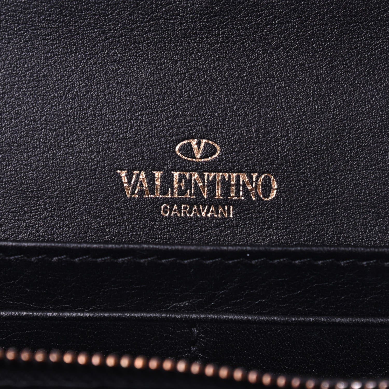 Valentino Garavani Vitello Rockstud Flap Wallet on Chain Black 6 of 10