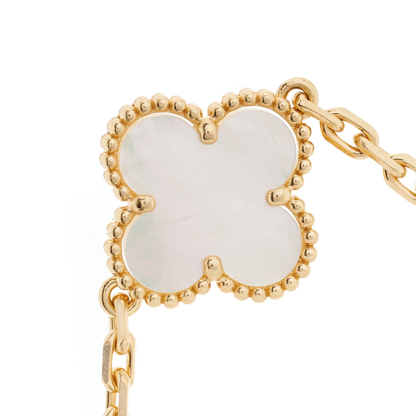 18K Yellow Gold Mother of Pearl 5 Motifs Vintage Alhambra Bracelet