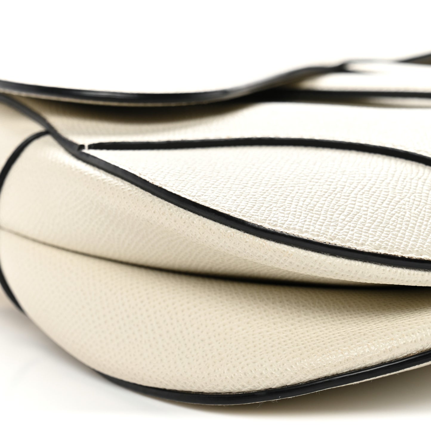 Grained Calfskin Saddle Bag White