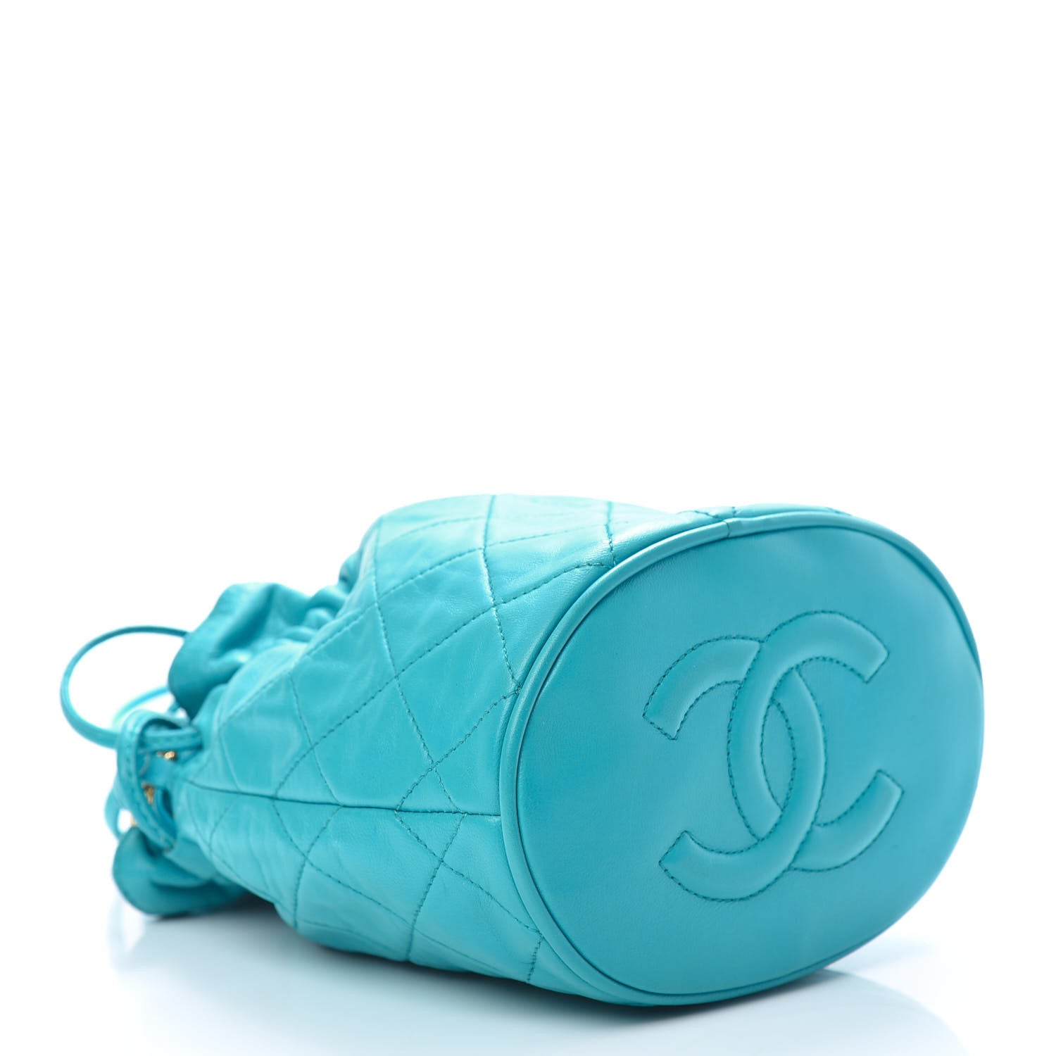 Chanel Lambskin Quilted Tassel Drawstring Pouch Blue 4 of 12