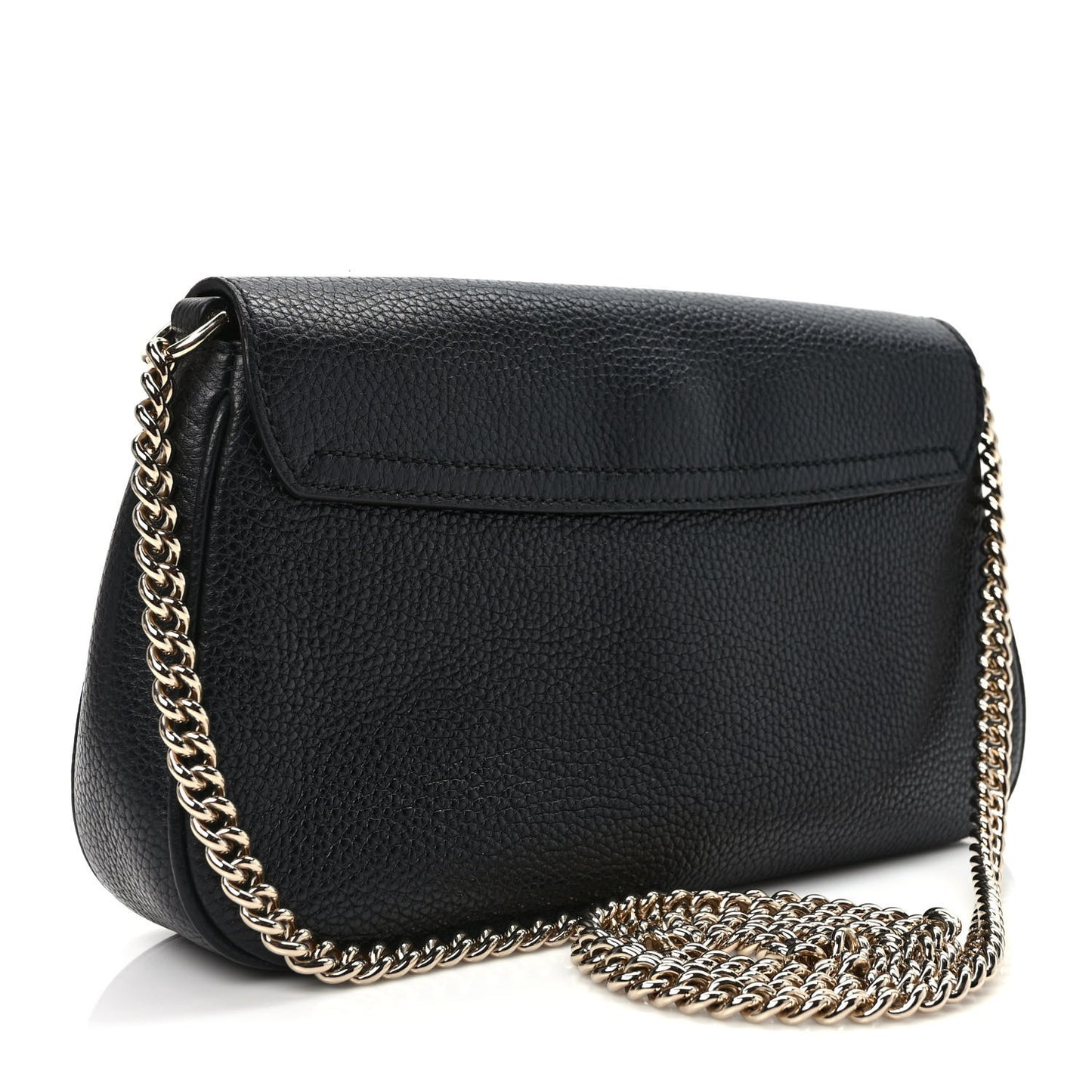 Pebbled Calfskin Medium Soho Flap Crossbody Black