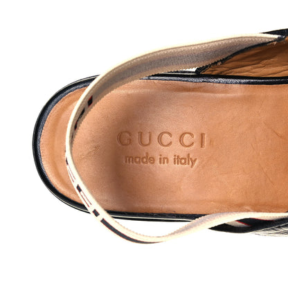 Gucci Goatskin Stripe Mens Horsebit Slingback Slippers 7.5 Black 7 of 8