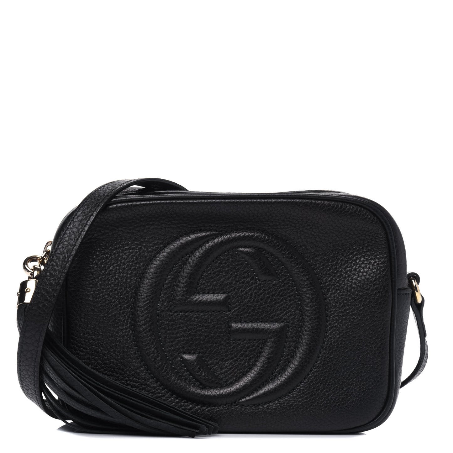 Pebbled Calfskin Small Soho Disco Bag Black