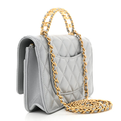 Chanel Metallic Lambskin Quilted Crystal Top Handle Rectangular Flap Silver 3 of 12