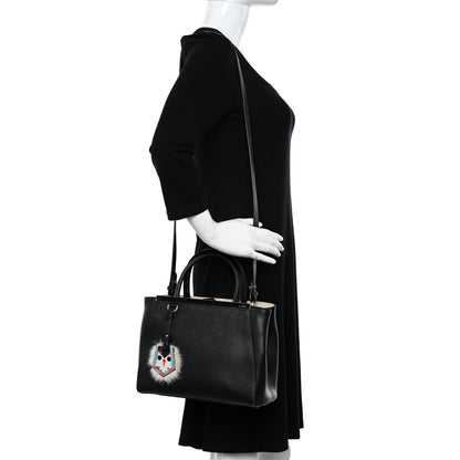 Fendi Vitello Elite Flamingo Mink Monster Charm Petite 2Jours Tote Black Multicolor 3 of 14