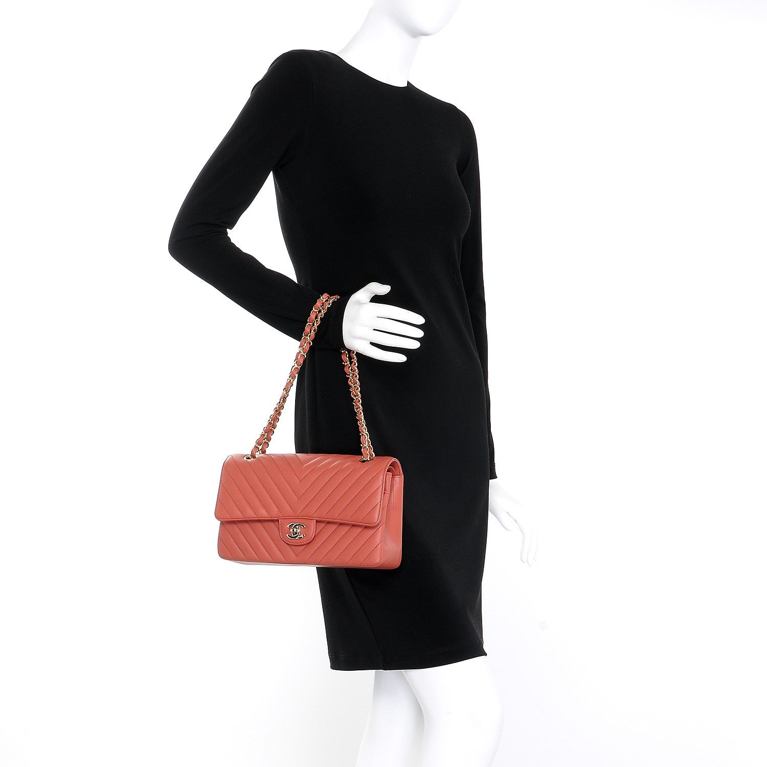 Chanel Lambskin Chevron Quilted Medium Double Flap Rosewood 3 of 9