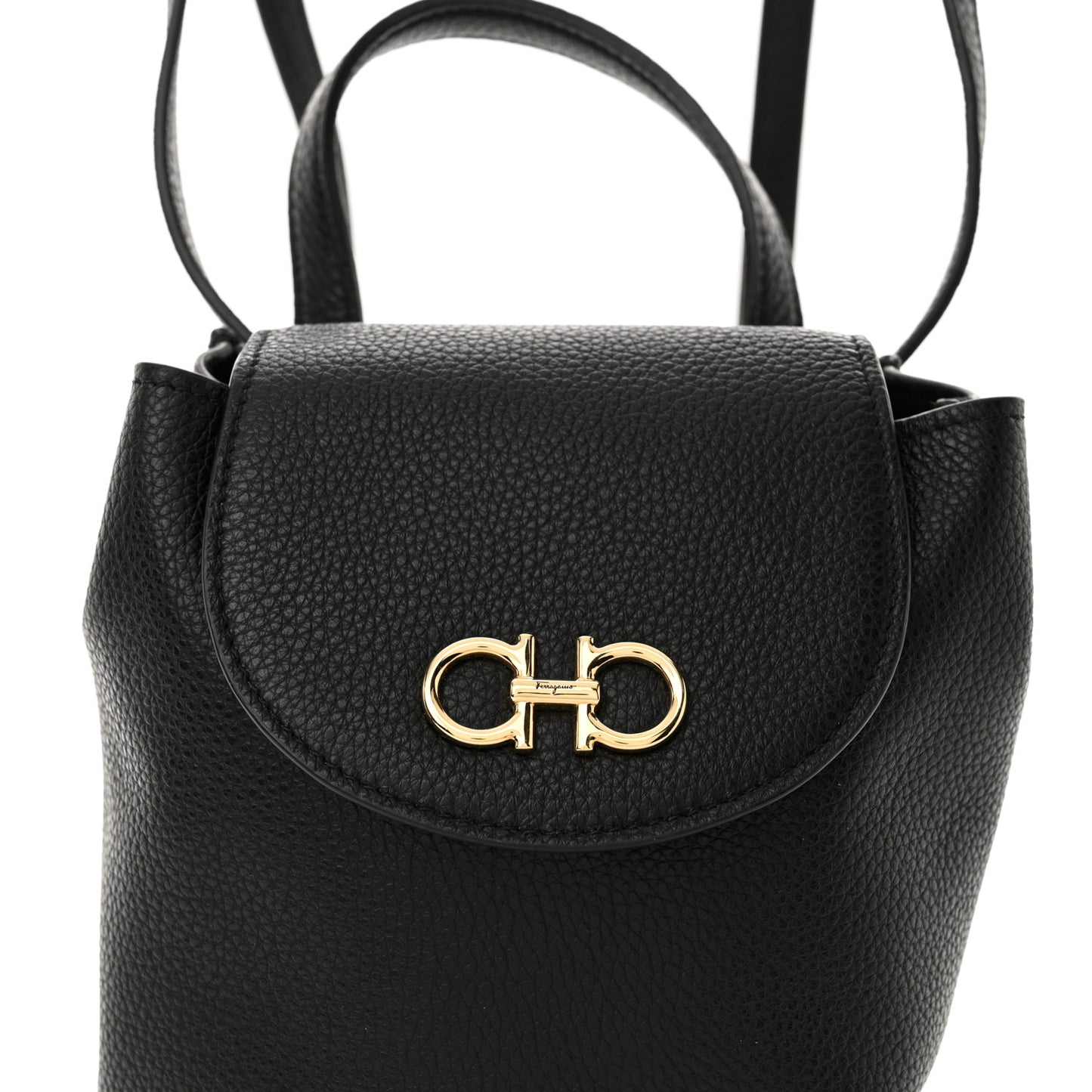 Grained Calfskin Mini Gancini Backpack Black