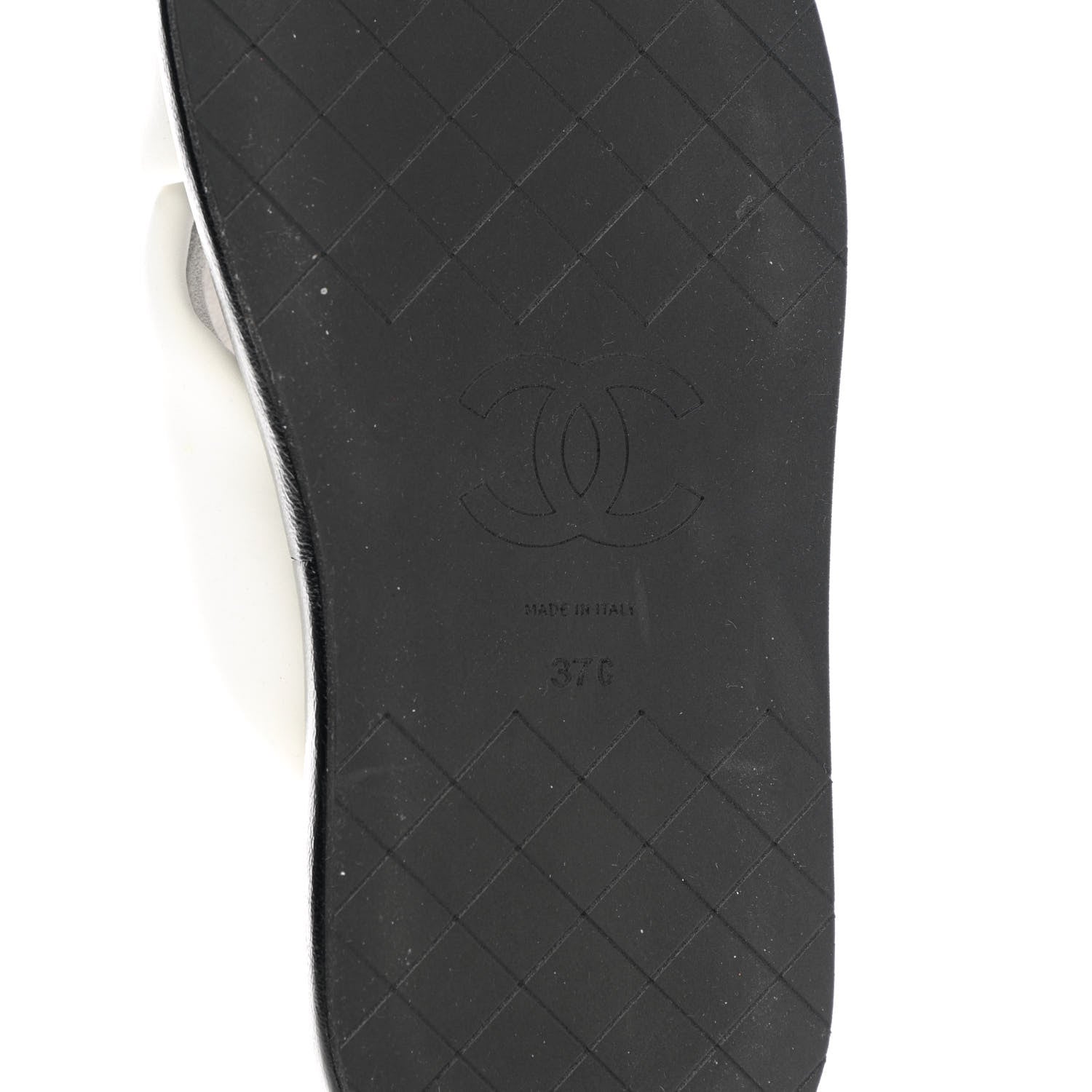 Chanel Lambskin Padded CC Sandals 37 White Black 8 of 12