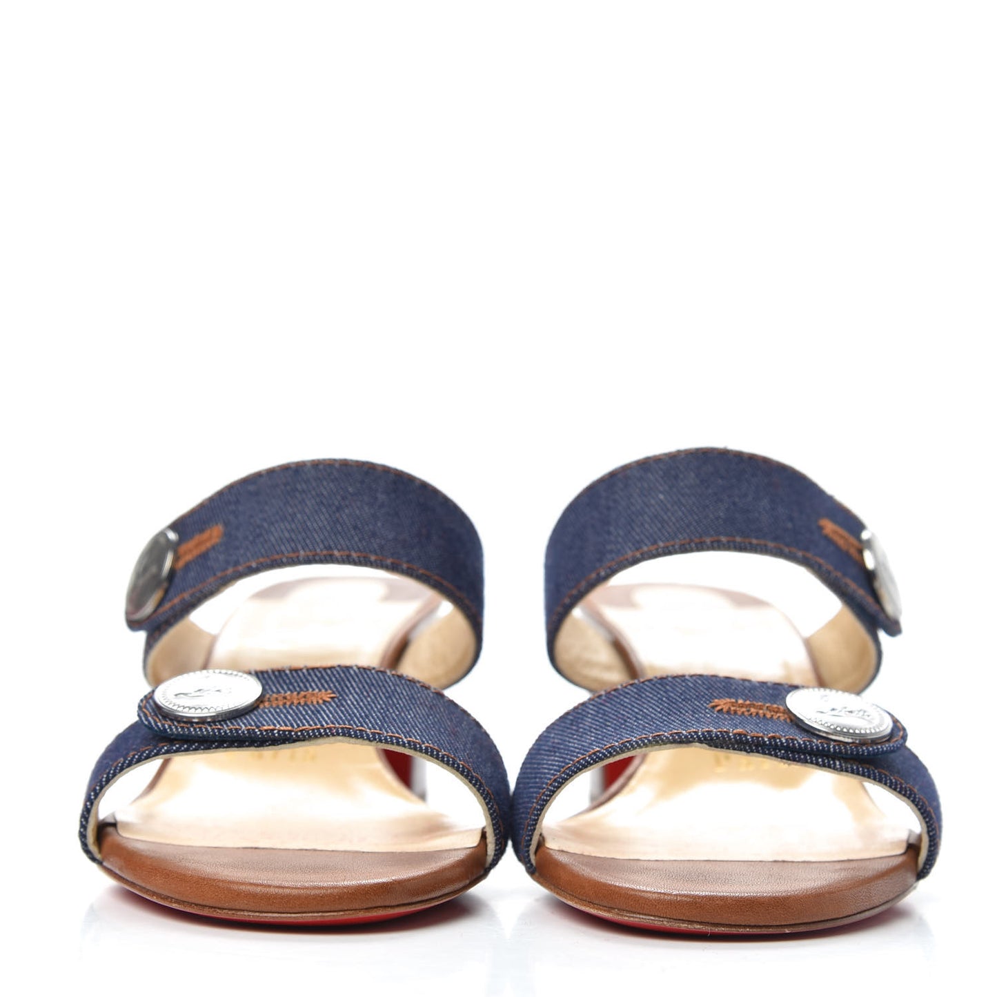 Denim Calfskin Sandenim Double Strap Sandal 35 Blue