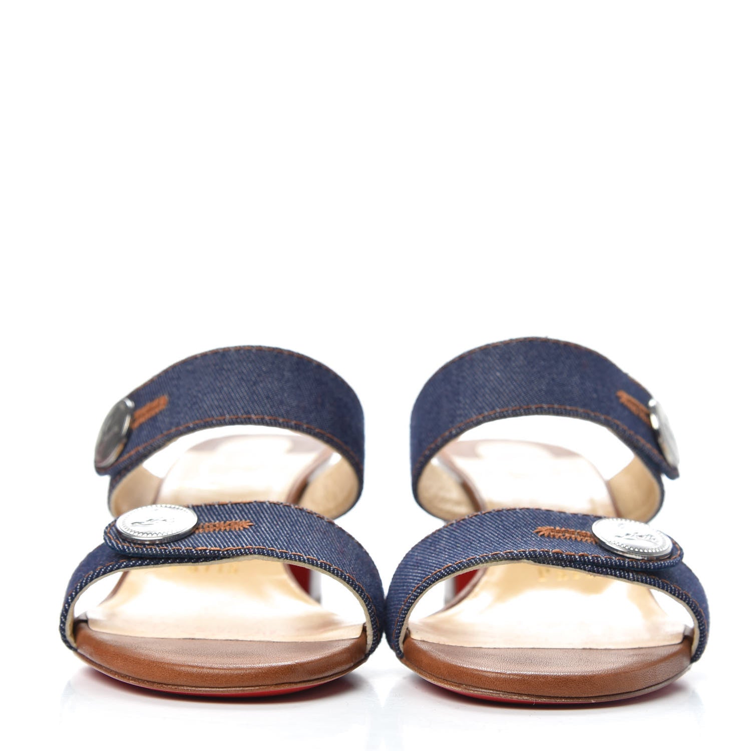 Christian Louboutin Denim Calfskin Sandenim Double Strap Sandal 35 Blue 2 of 7
