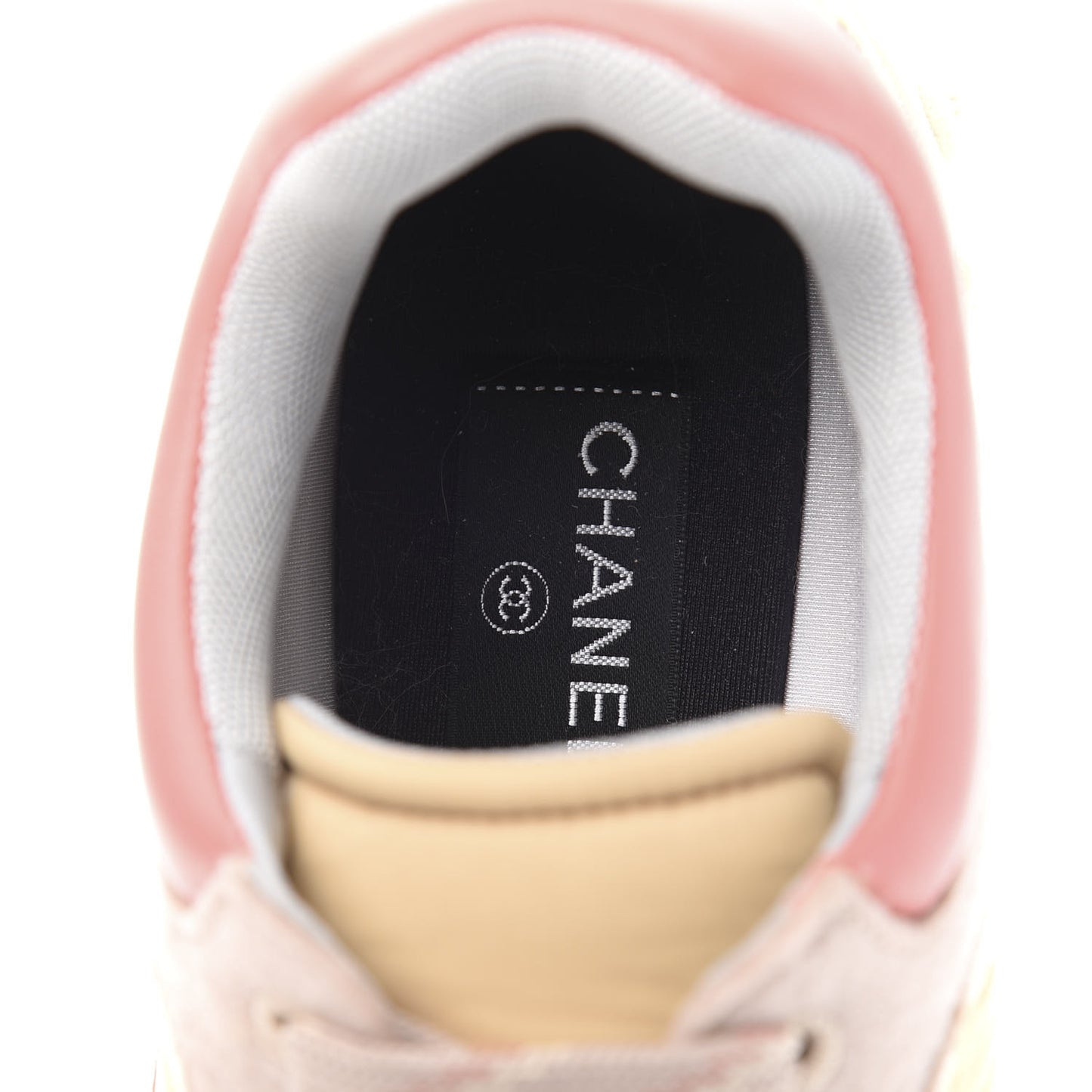 Nylon Calfskin Suede Womens CC Sneakers 41 Beige Pink
