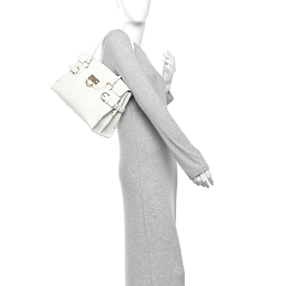Salvatore Ferragamo Calfskin Gancini Top Handle Satchel White 2 of 10
