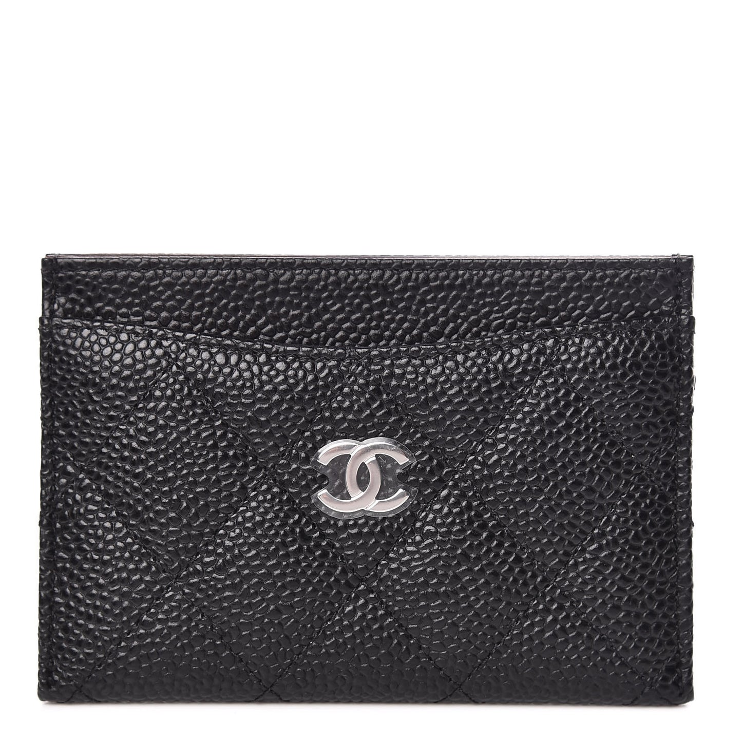 Caviar Quilted Card Holder Black