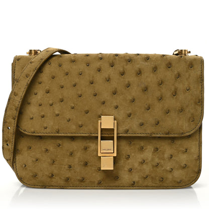 Saint Laurent Ostrich Carre Satchel Green 1 of 8