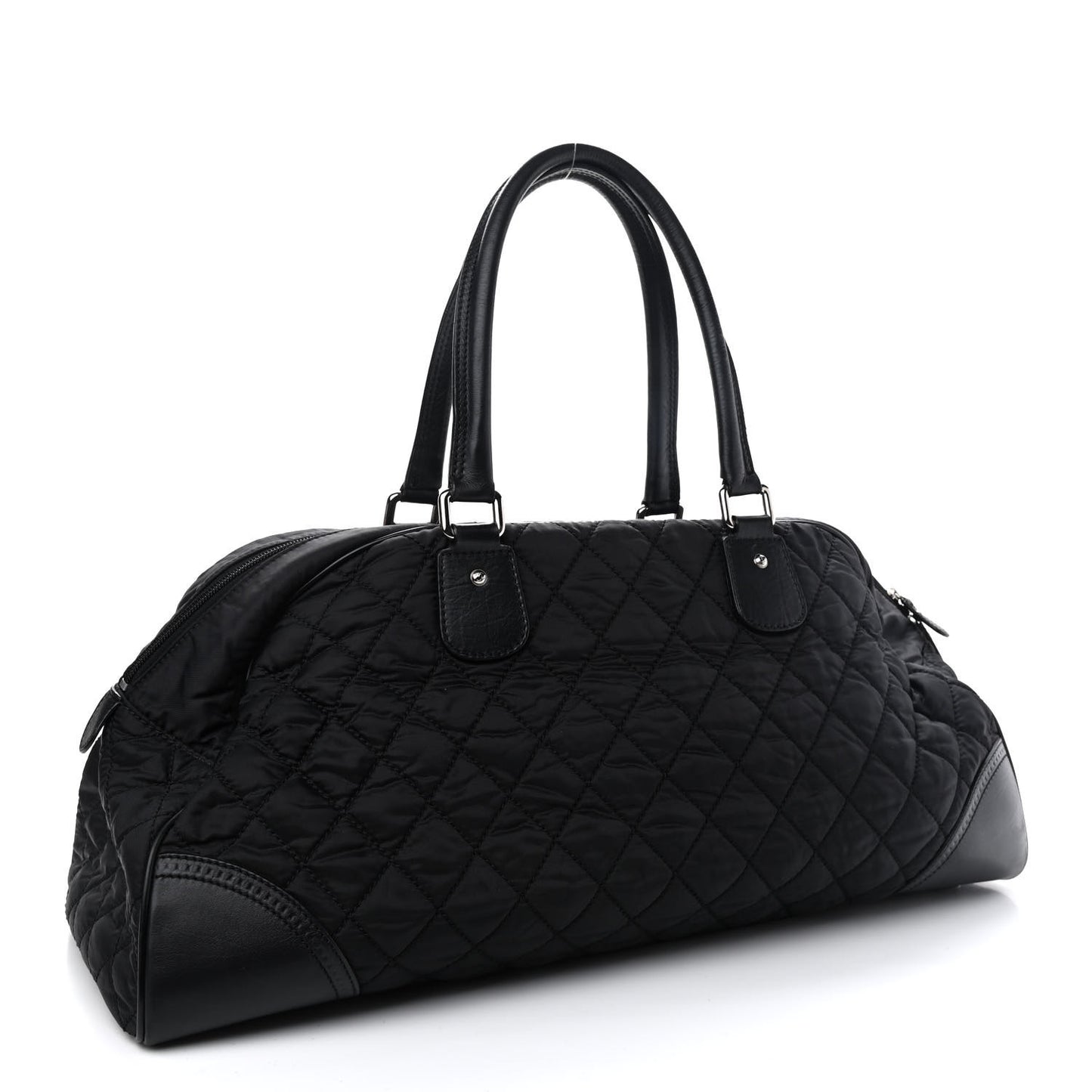 Calfskin Nylon Paris New York Duffel Bag Black