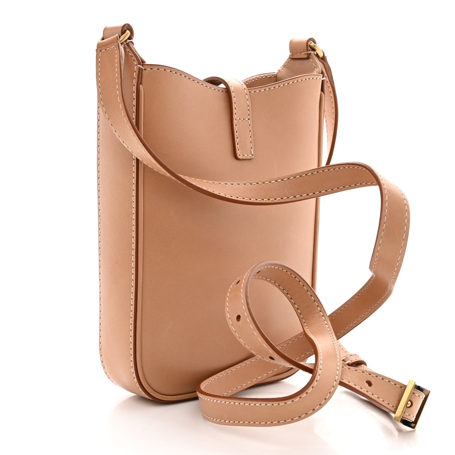 Smooth Calfskin Le 5 A 7 Vertical Hobo Brown Gold