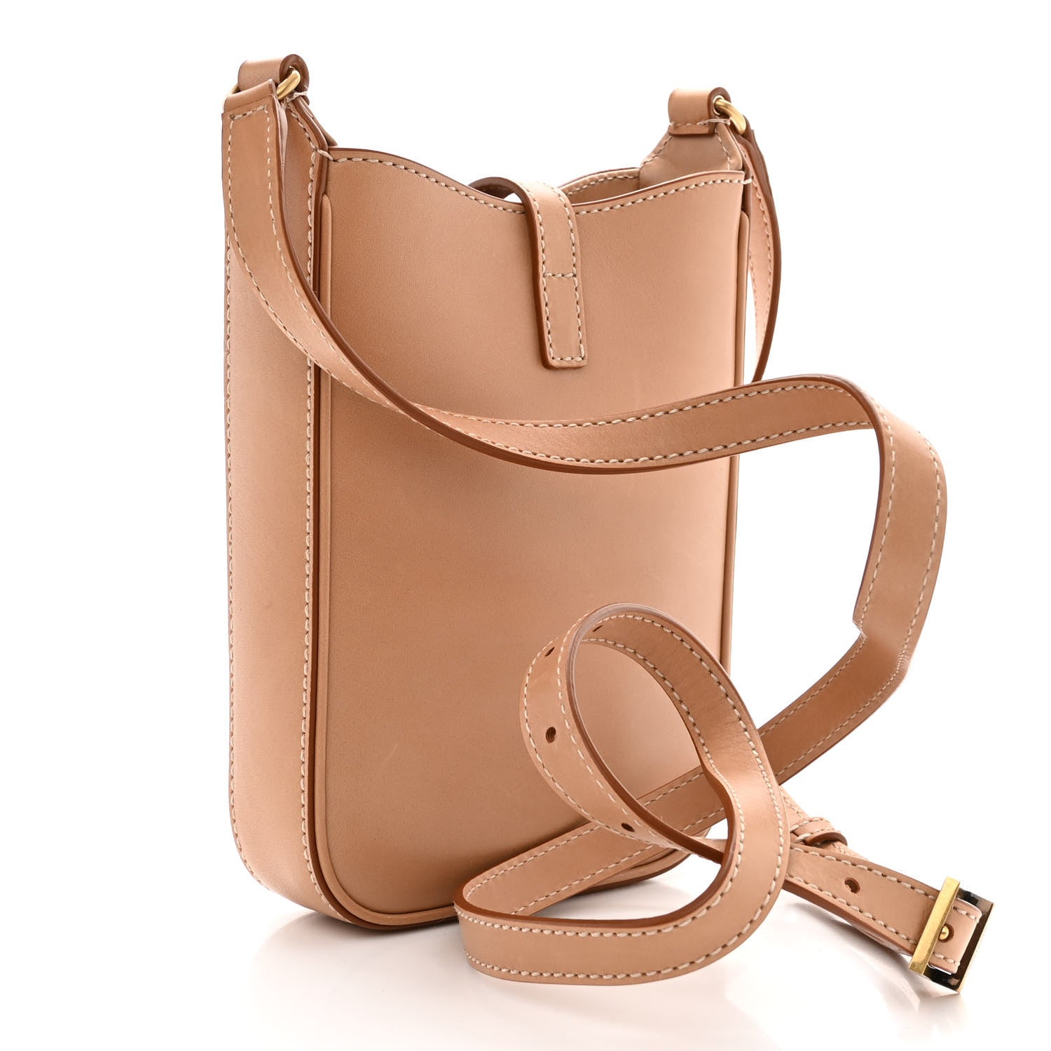 Saint Laurent Smooth Calfskin Le 5 A 7 Vertical Hobo Brown Gold 3 of 11
