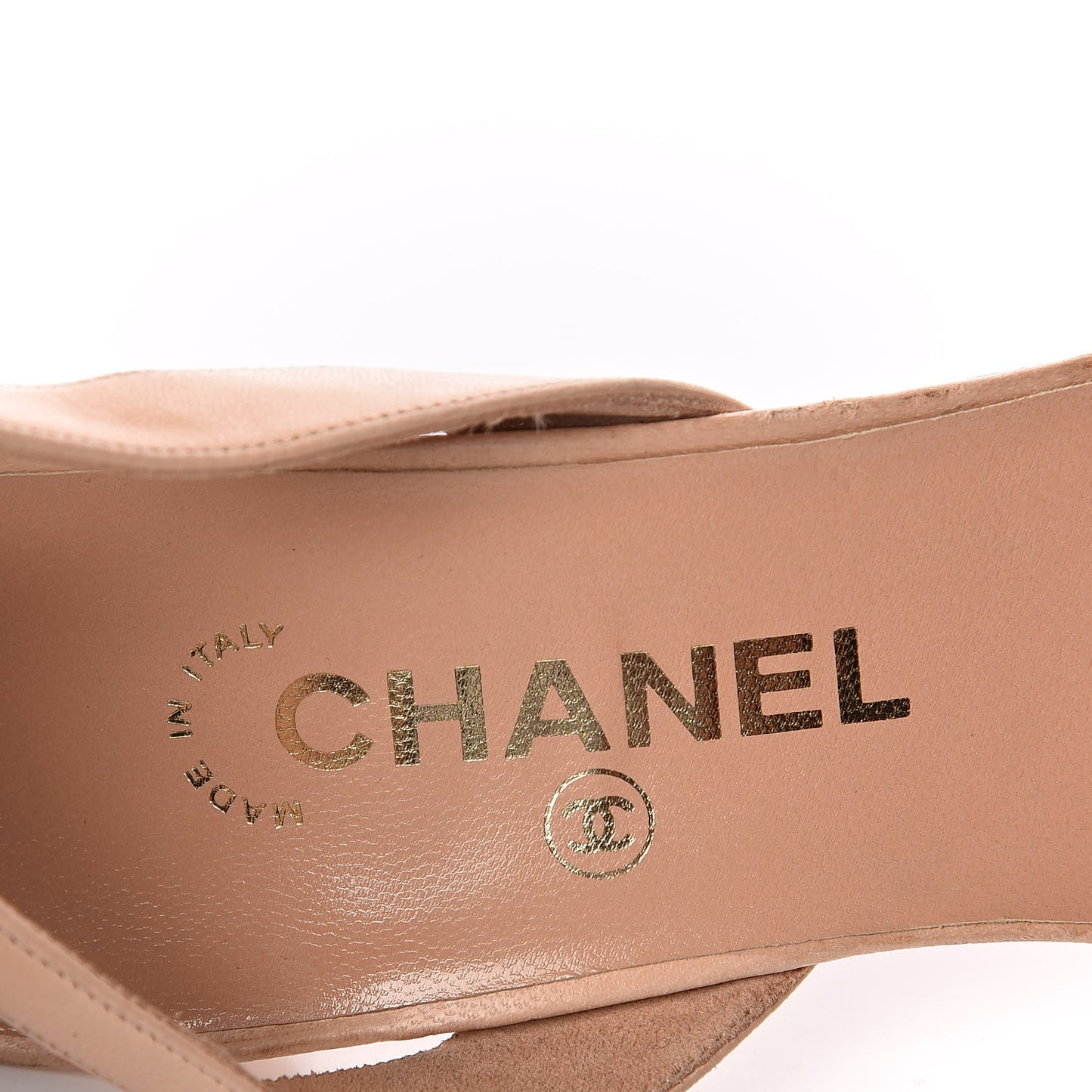 Lambskin Logo Slingback Sandals 39.5 Beige