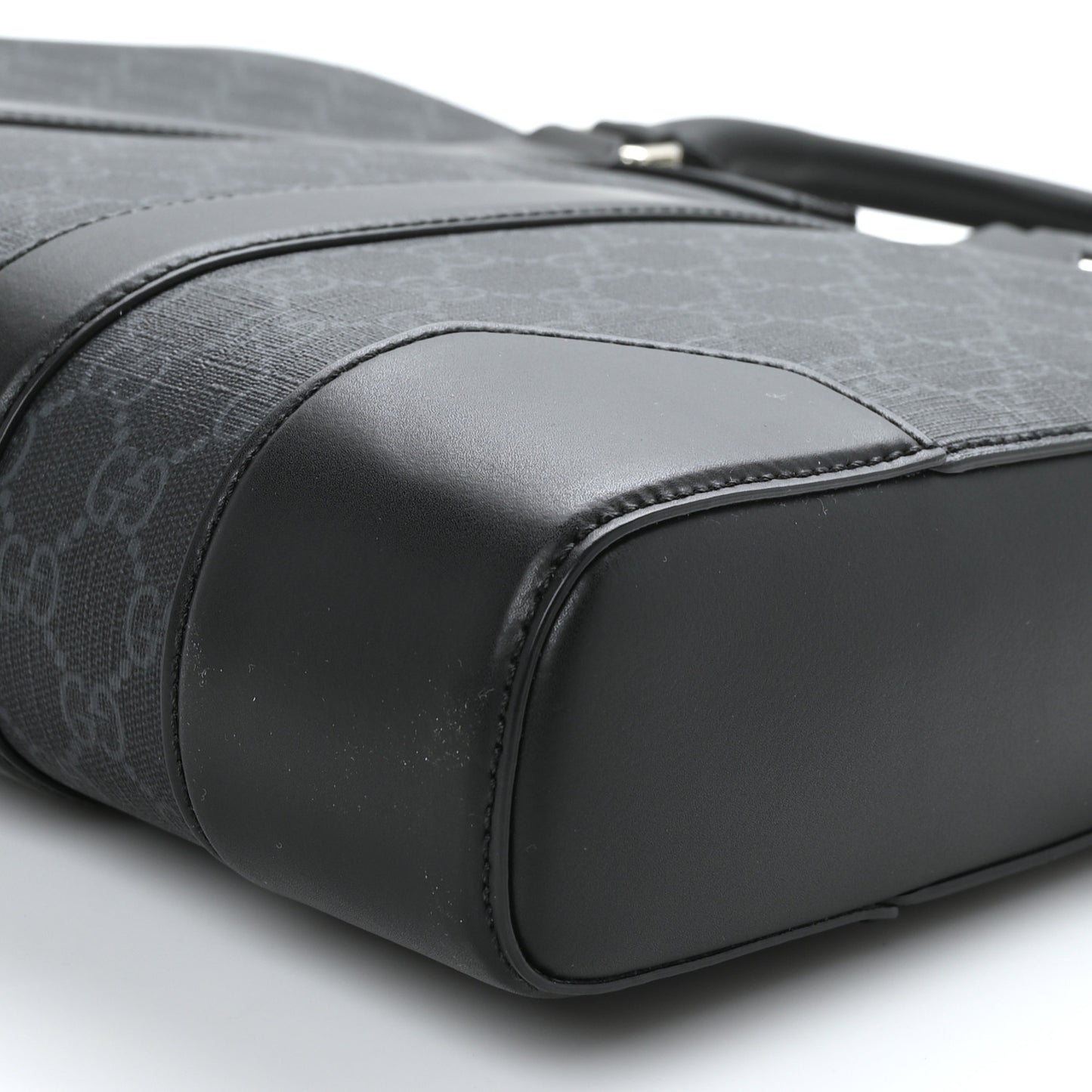 GG Supreme Monogram Appia Calfskin Web Briefcase Black