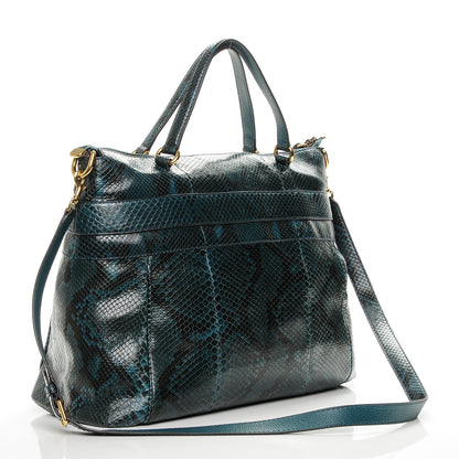 Gucci Python Large Ride Top Handle Bag Teal 3 of 7