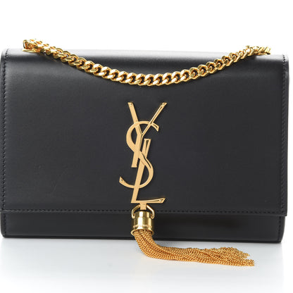 Saint Laurent Smooth Calfskin Small Classic Monogram Kate Tassel Satchel Black 8 of 12