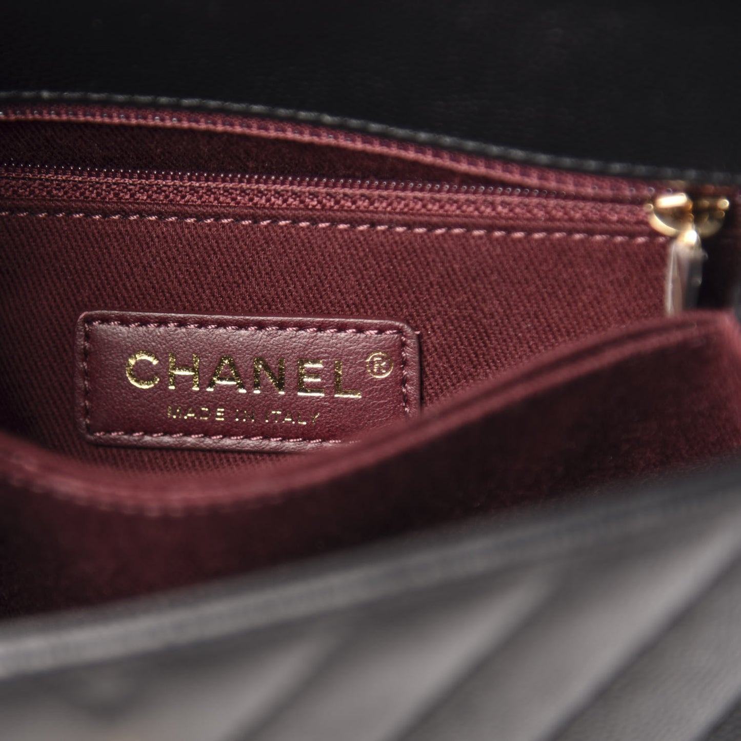 Caviar Chevron Quilted Mini Coco Handle Flap Black
