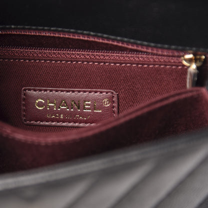 Chanel Caviar Chevron Quilted Mini Coco Handle Flap Black 6 of 11