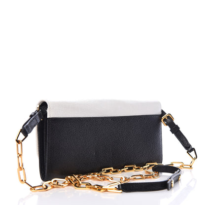 Miu Miu Goatskin Madras Bi-Color Wallet On Chain Black White 3 of 11