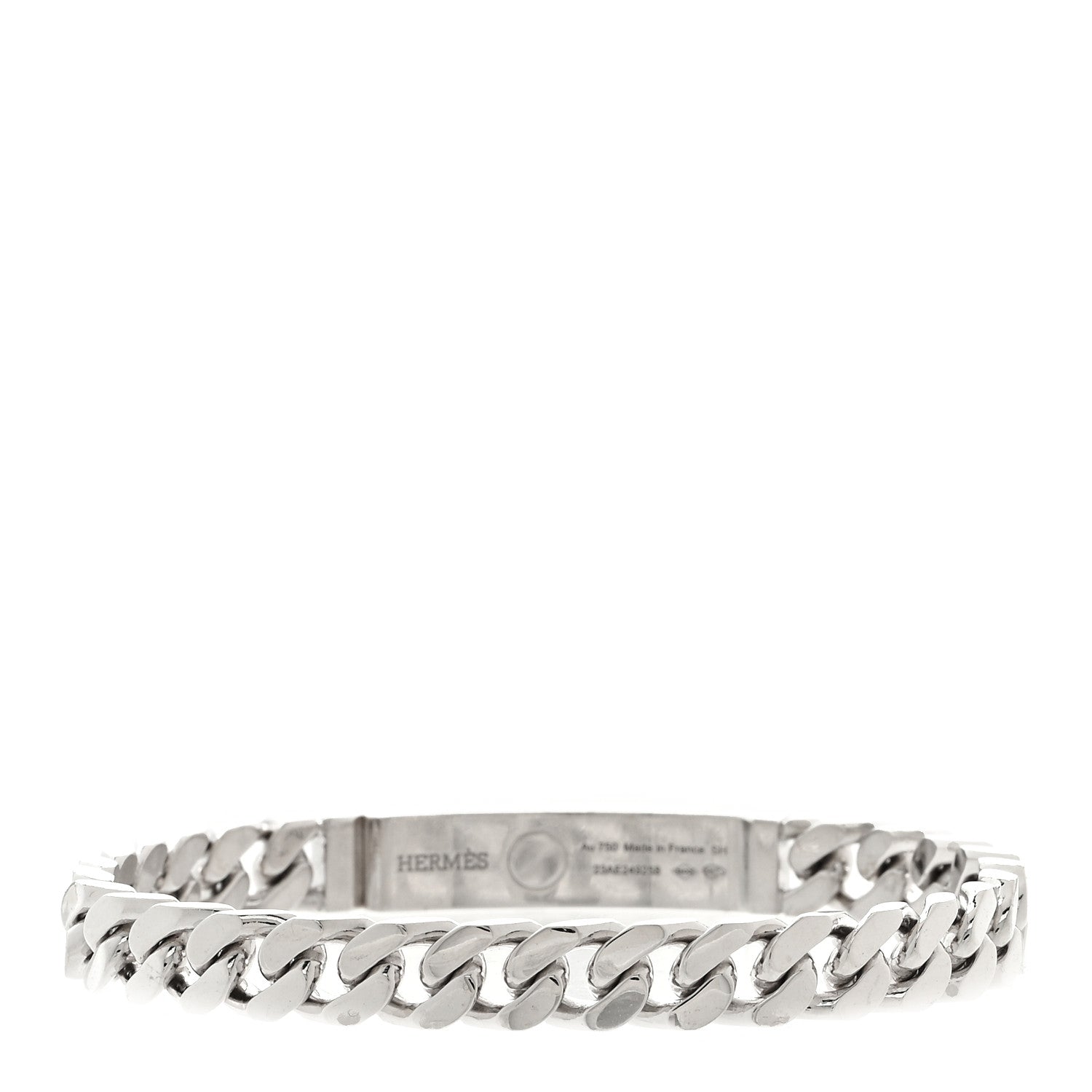 Hermes 18K White Gold Diamond TPM Kelly Gourmette Bracelet SH 3 of 4