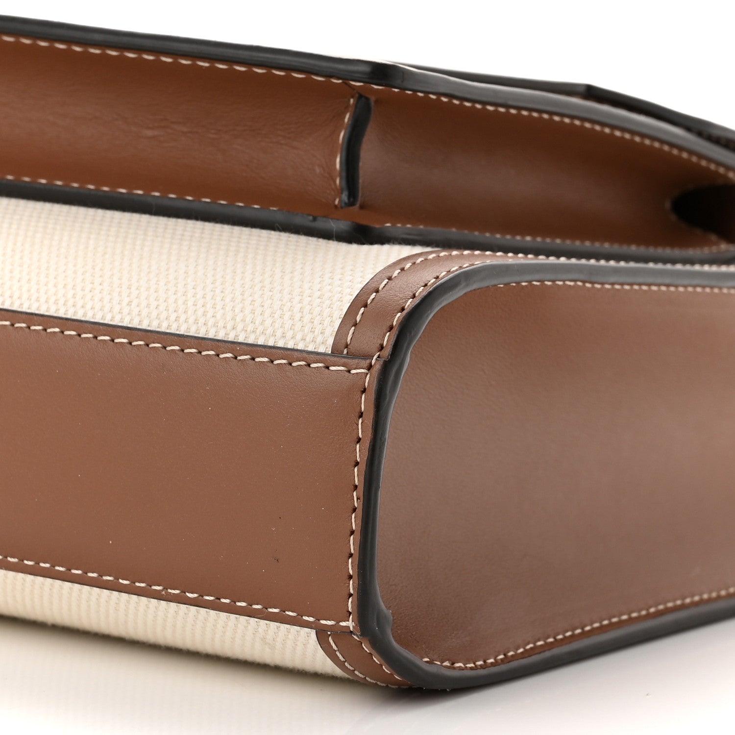 Burberry Canvas Smooth Calfskin Two Tone Mini Pocket Bag Natural Malt Brown 9 of 9