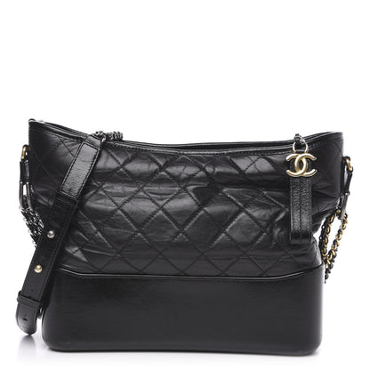 Chanel Aged Calfskin Quilted Medium Gabrielle Hobo Black 1 of 18