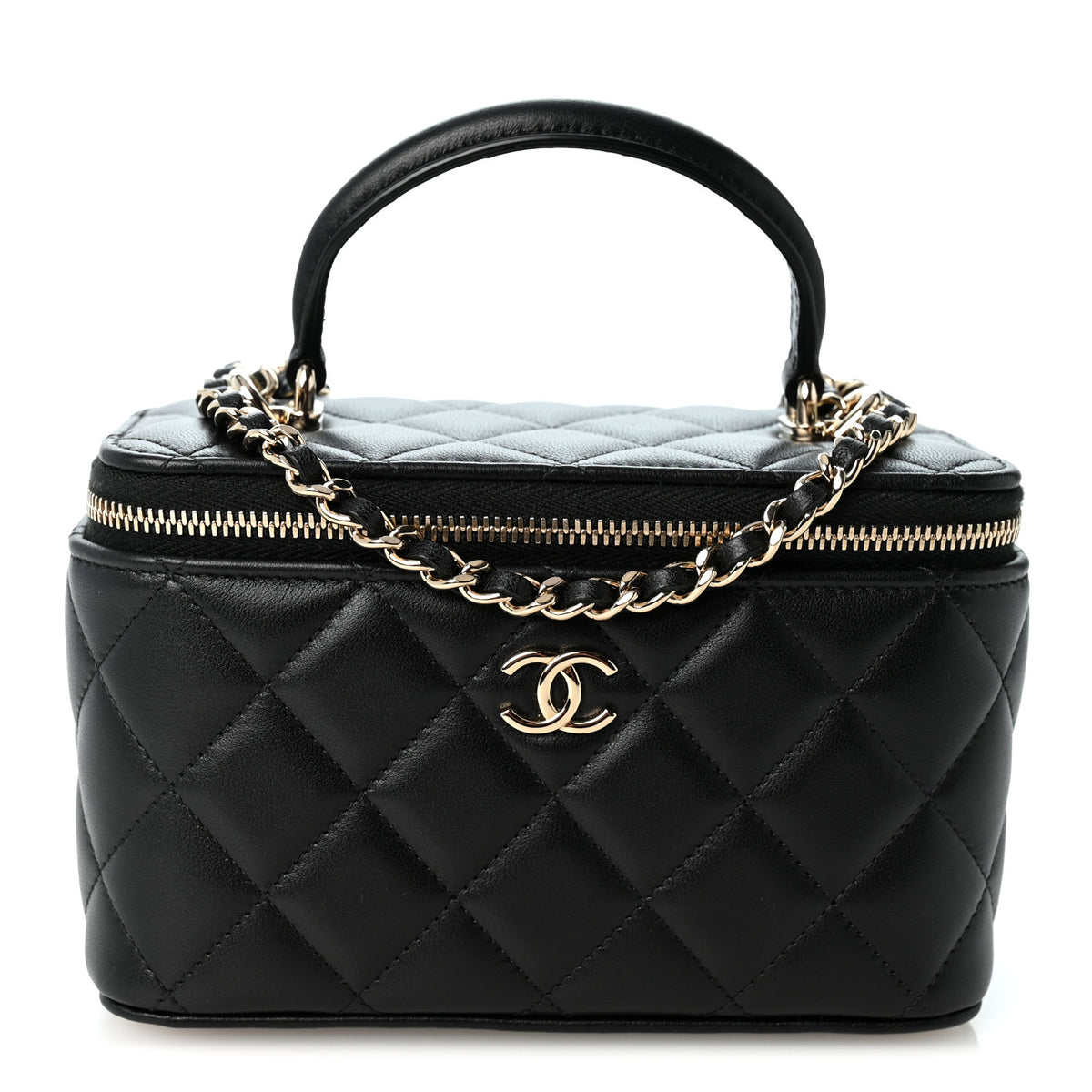 Chanel Lambskin Quilted Small Top Handle Vanity Case With Chain Black 1 of 10