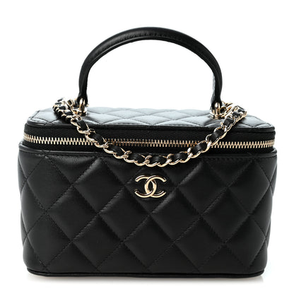 Chanel Lambskin Quilted Small Top Handle Vanity Case With Chain Black 1 of 10
