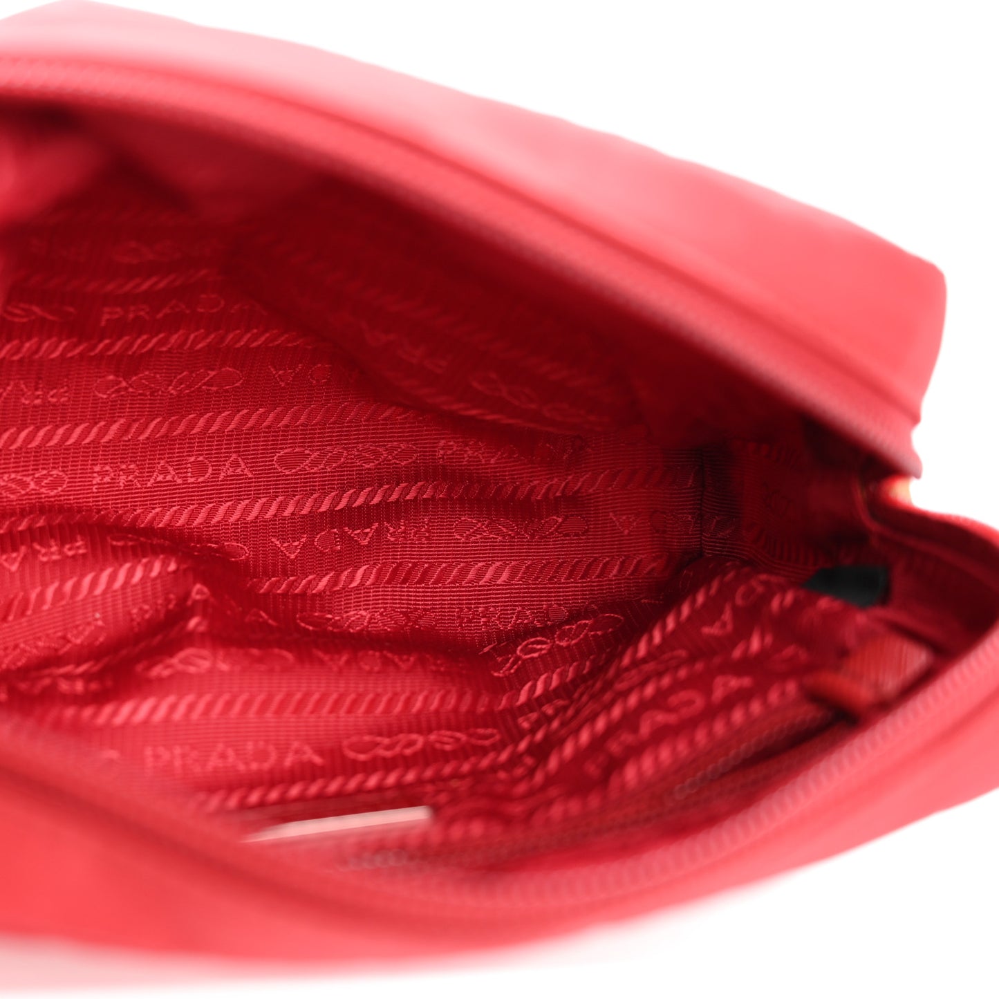 Tessuto Nylon Vela Saffiano Necessaire Wristlet Pouch Cherry