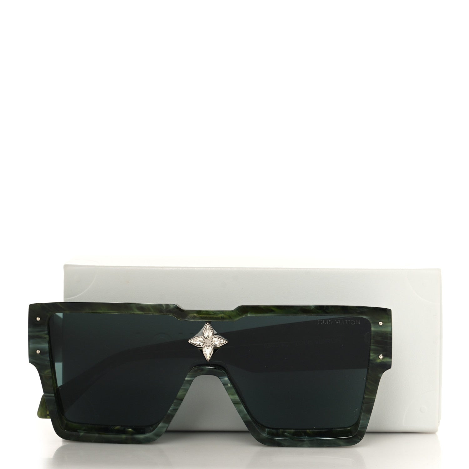 Louis Vuitton Acetate Marble Effect Swarovski Cyclone Sunglasses Z1552W Green 7 of 7