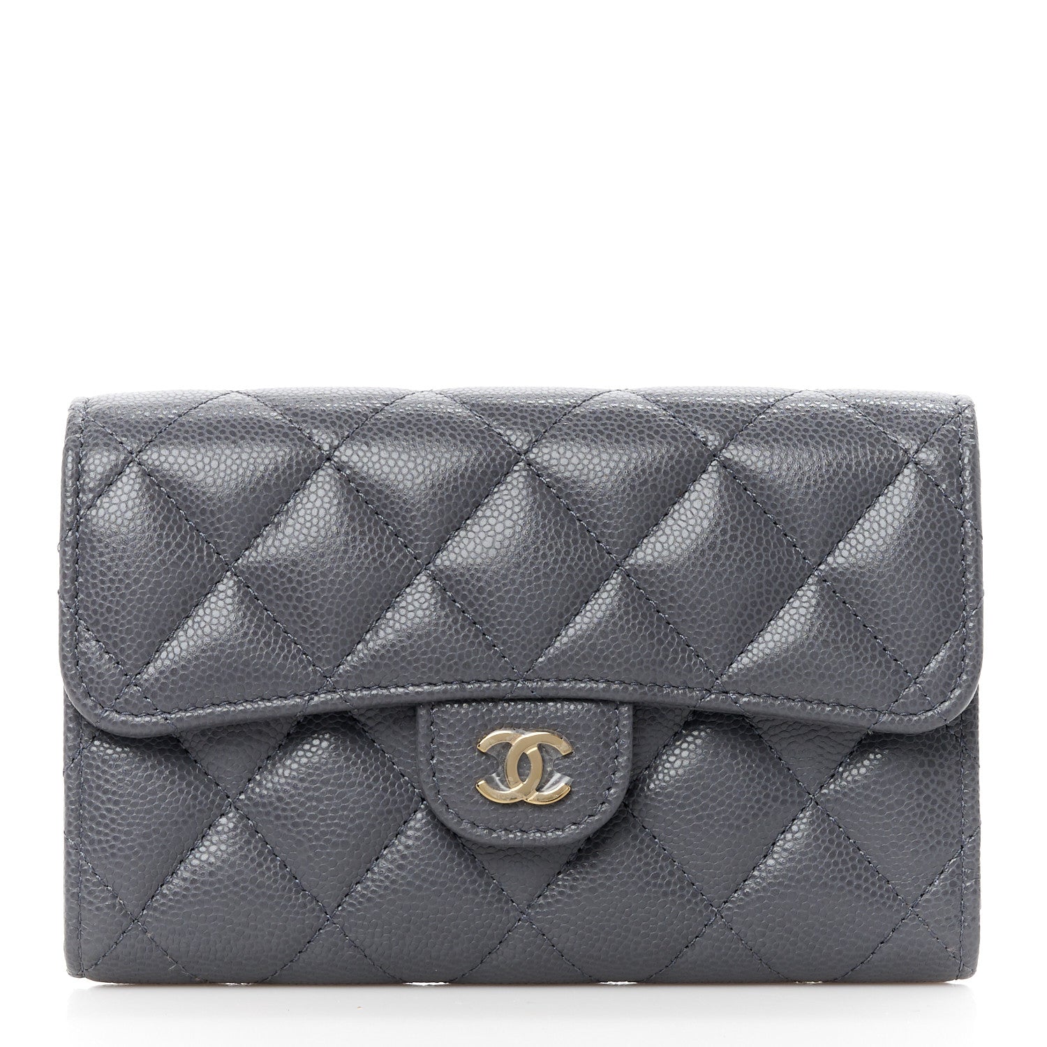 Chanel Caviar Quilted Medium Flap Wallet Grey 1 of 11