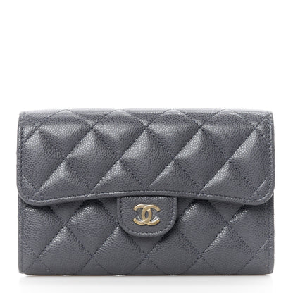 Chanel Caviar Quilted Medium Flap Wallet Grey 1 of 11