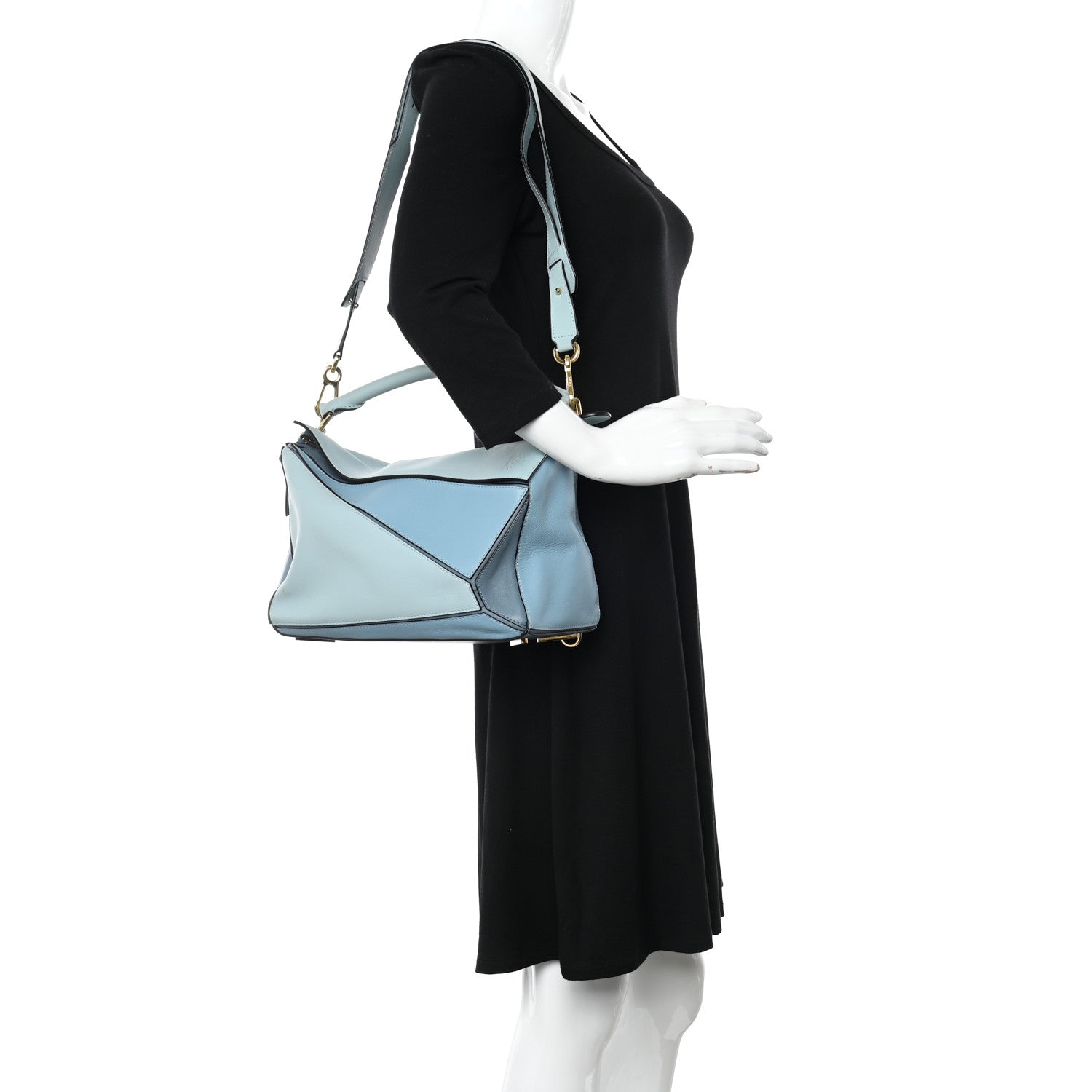 Loewe Calfskin Medium Puzzle Bag Aqua 2 of 19
